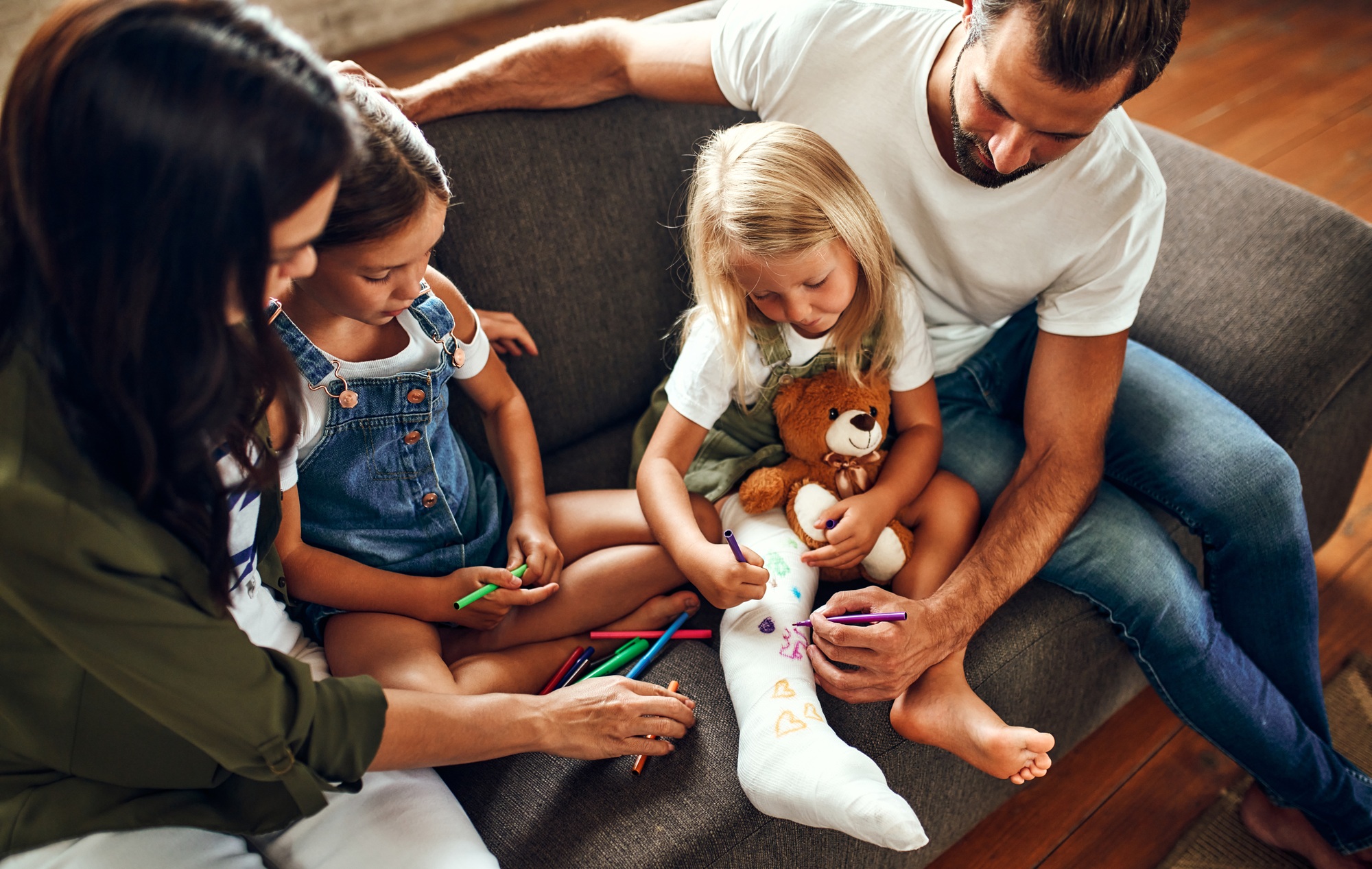 family in home